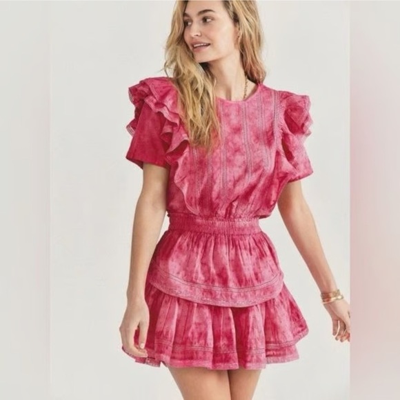 LoveShackFancy Fuchsia Ruffle Dress - Picture 1 of 4